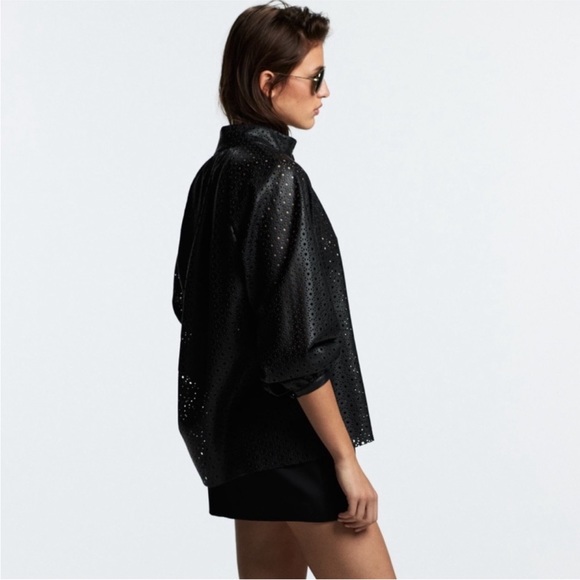 Zara Faux Leather Perforated Top - Picture 8 of 9